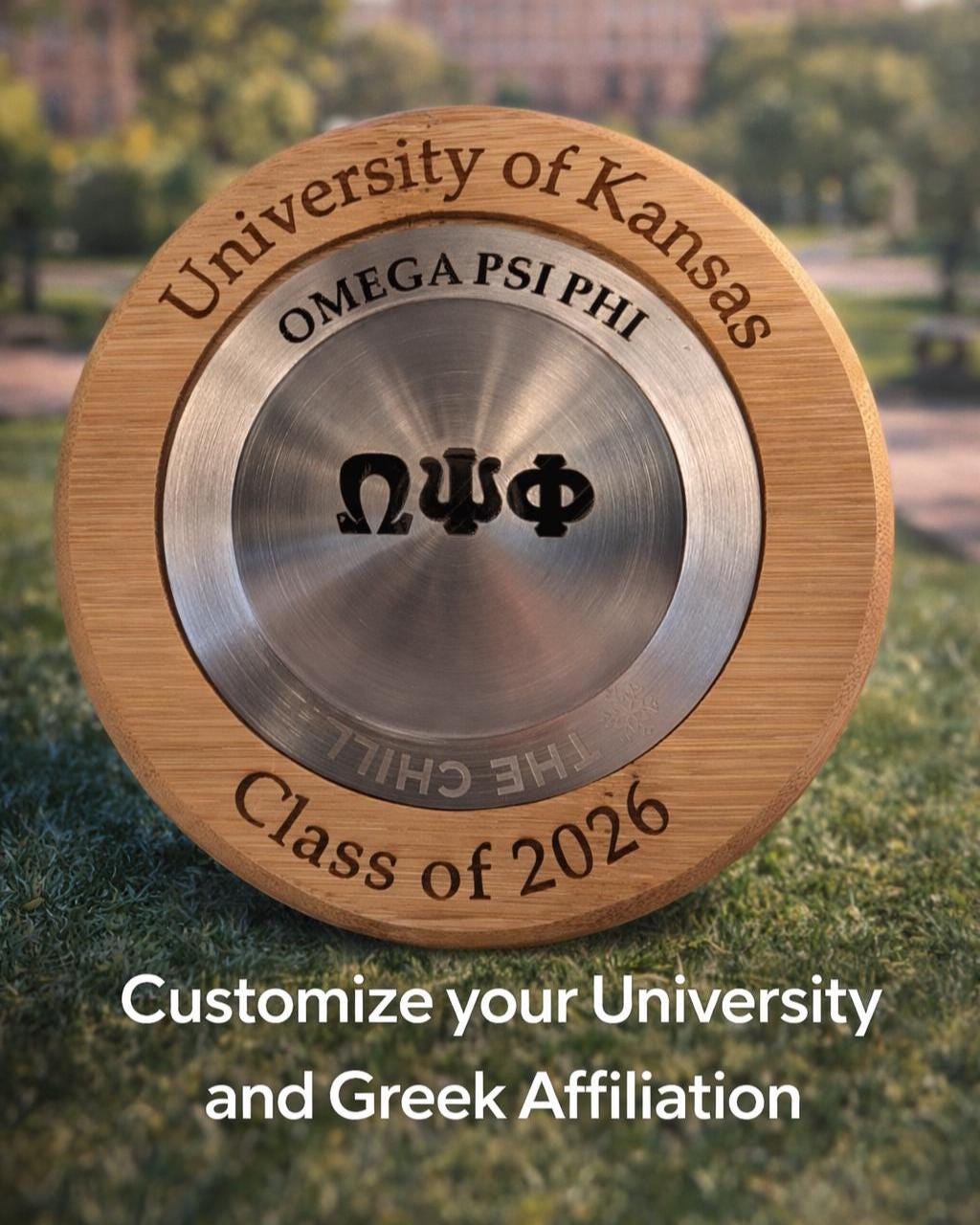Greek Life Graduation 2026 Custom Ice Pack for Cans with Bamboo Coasters