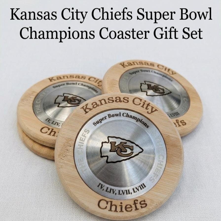 Kansas City Chiefs Super Bowl Bamboo Coasters Gift Set